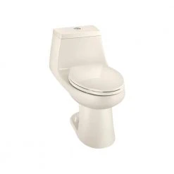 Glacier Bay 1-Piece 1.1 GPF/1.6 GPF High Efficiency Dual Flush Elongated All-in-One Toilet in Biscuit