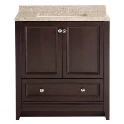 Glacier Bay Delridge 31 in. W x 19 in. D Bathroom Vanity in Chocolate with Solid Surface Vanity Top in Caramel