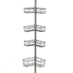 Glacier Bay "L" Style Tension Corner Pole Caddy in Satin Nickel with 4 Shelves