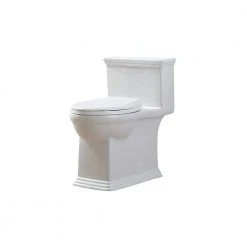Glacier Bay Erica 12 in. Rough-In 1-piece 1.28 GPF Single Flush Elongated Toilet in White and Seat Included