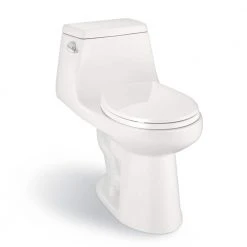 Glacier Bay 1-Piece 1.28 GPF High Efficiency Single Flush Round Front Toilet in White, Seat Included